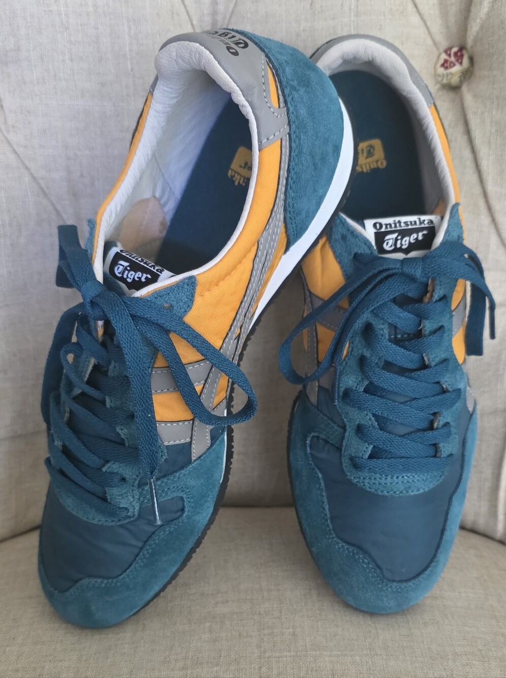 Onitsuka Tiger Emerald Green With Yellow Athletic Sneakers - MEN 9.5 or 43.5